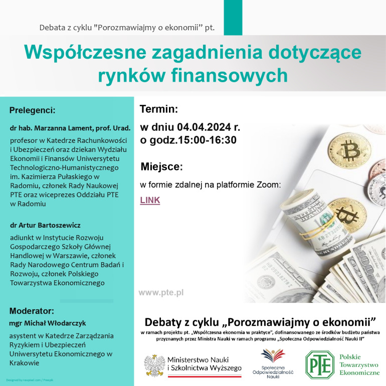 Zdjęcie nagłówkowe otwierające podstronę: Czwarta debata Polskiego Towarzystwa Ekonomicznego