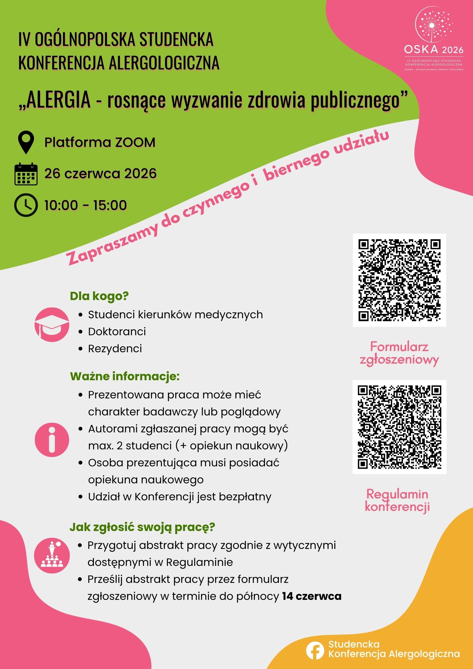 Zaproszenie do udziału w Studenckiej Konferencji Alergologicznej